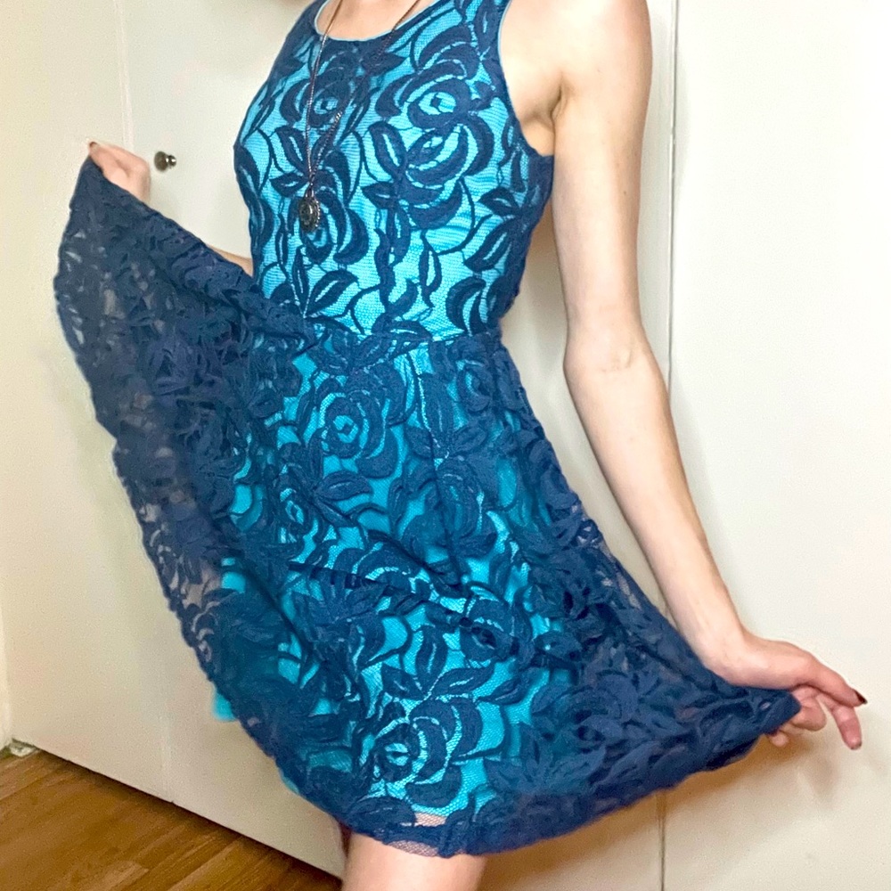 Blue lace dress